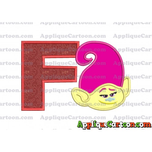 Mandy Trolls Head Applique Embroidery Design With Alphabet F