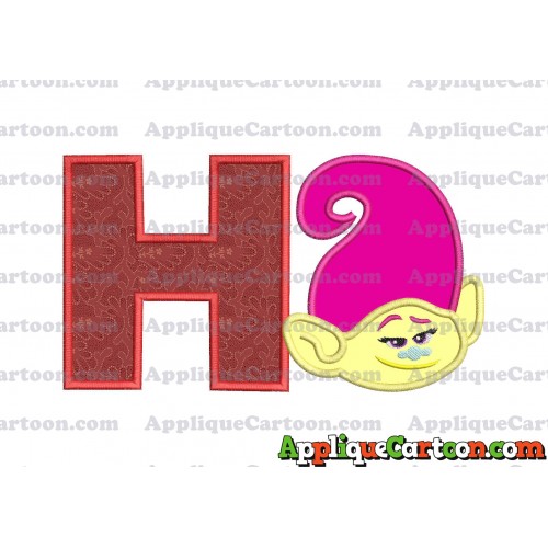 Mandy Trolls Head Applique Embroidery Design With Alphabet H