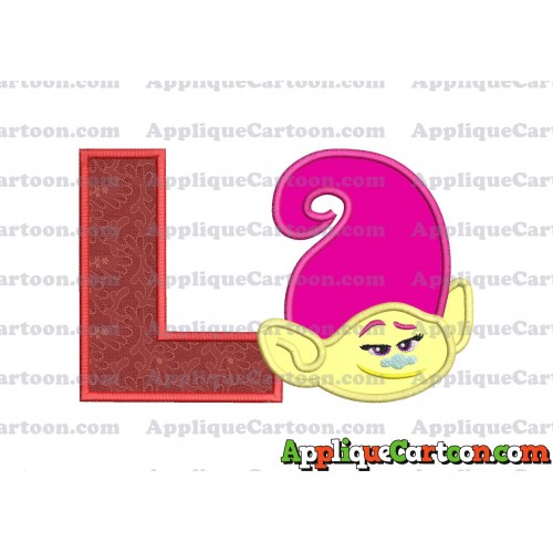 Mandy Trolls Head Applique Embroidery Design With Alphabet L