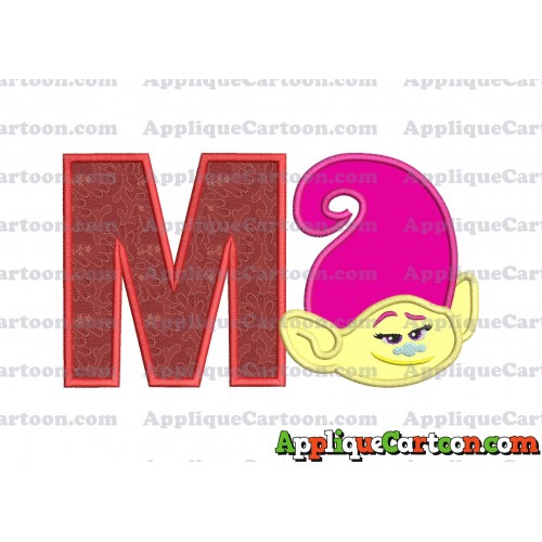Mandy Trolls Head Applique Embroidery Design With Alphabet M