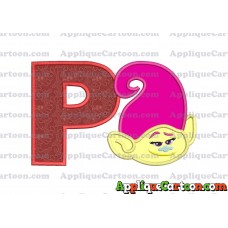 Mandy Trolls Head Applique Embroidery Design With Alphabet P