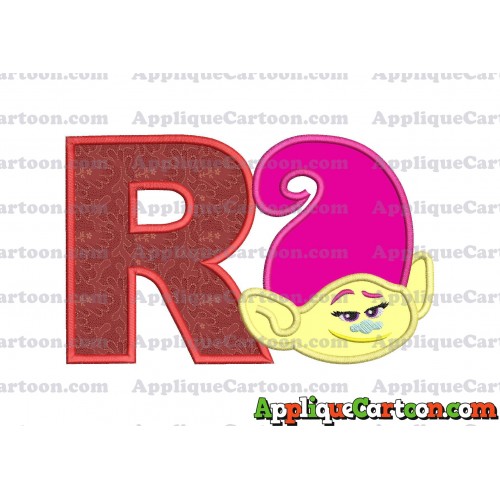 Mandy Trolls Head Applique Embroidery Design With Alphabet R
