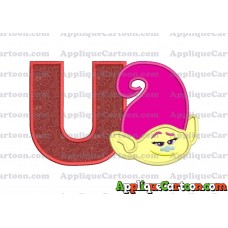 Mandy Trolls Head Applique Embroidery Design With Alphabet U