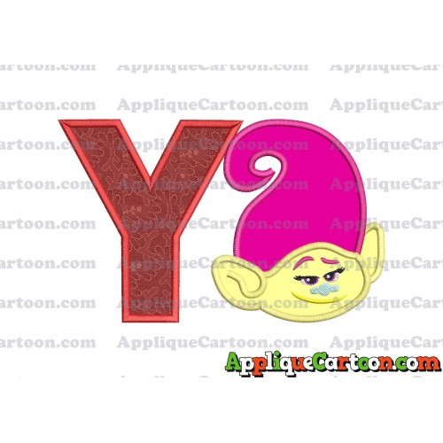 Mandy Trolls Head Applique Embroidery Design With Alphabet Y
