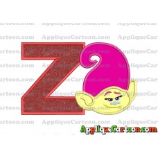 Mandy Trolls Head Applique Embroidery Design With Alphabet Z