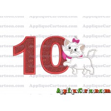 Marie Cat The Aristocats Applique 01 Embroidery Design Birthday Number 10