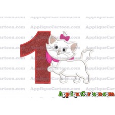 Marie Cat The Aristocats Applique 01 Embroidery Design Birthday Number 1