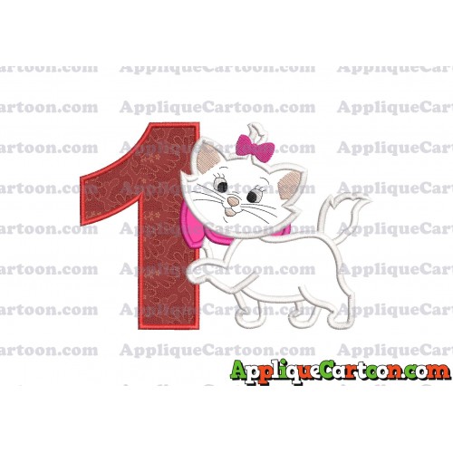 Marie Cat The Aristocats Applique 01 Embroidery Design Birthday Number 1