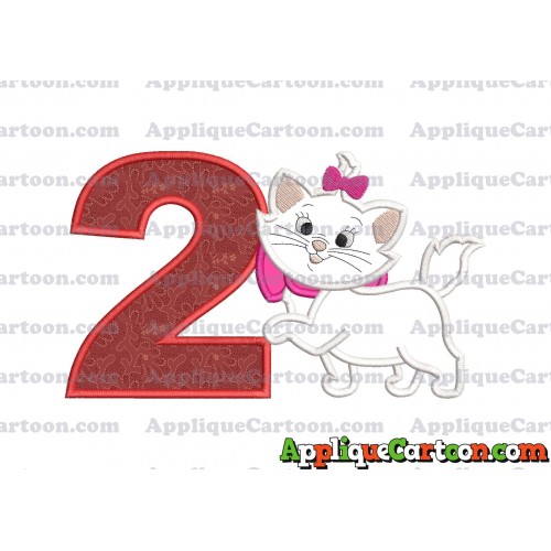 Marie Cat The Aristocats Applique 01 Embroidery Design Birthday Number 2