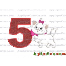 Marie Cat The Aristocats Applique 01 Embroidery Design Birthday Number 5