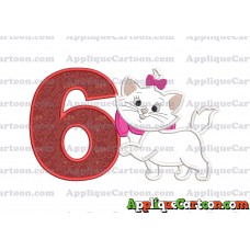 Marie Cat The Aristocats Applique 01 Embroidery Design Birthday Number 6