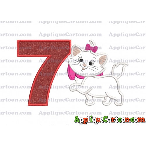 Marie Cat The Aristocats Applique 01 Embroidery Design Birthday Number 7