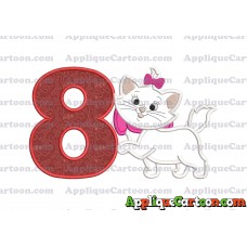 Marie Cat The Aristocats Applique 01 Embroidery Design Birthday Number 8