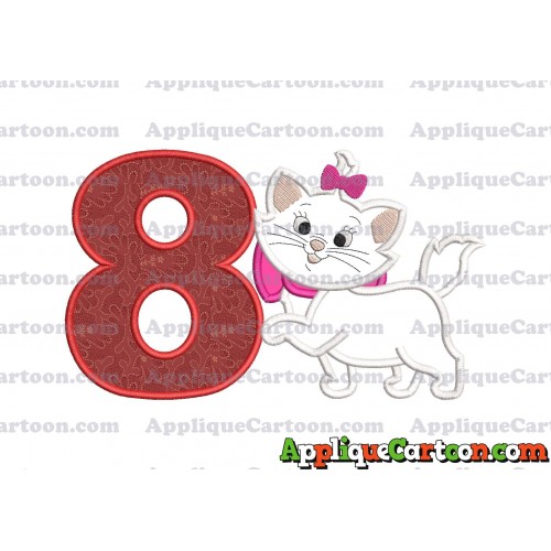 Marie Cat The Aristocats Applique 01 Embroidery Design Birthday Number 8