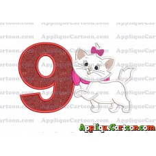 Marie Cat The Aristocats Applique 01 Embroidery Design Birthday Number 9