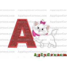 Marie Cat The Aristocats Applique 01 Embroidery Design With Alphabet A