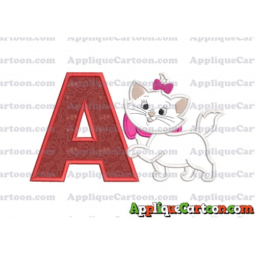 Marie Cat The Aristocats Applique 01 Embroidery Design With Alphabet A