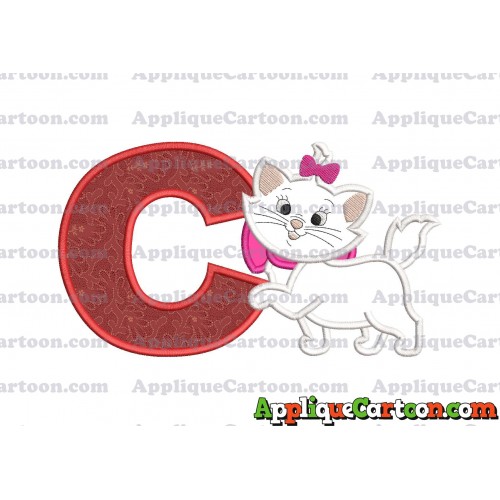 Marie Cat The Aristocats Applique 01 Embroidery Design With Alphabet C