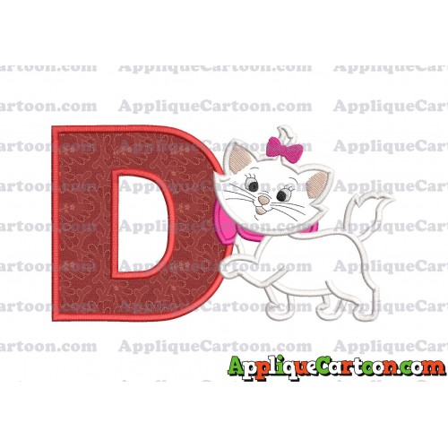 Marie Cat The Aristocats Applique 01 Embroidery Design With Alphabet D