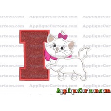 Marie Cat The Aristocats Applique 01 Embroidery Design With Alphabet I