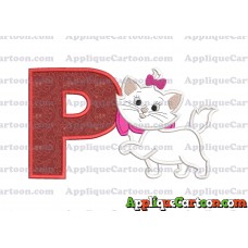 Marie Cat The Aristocats Applique 01 Embroidery Design With Alphabet P