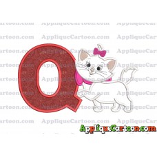 Marie Cat The Aristocats Applique 01 Embroidery Design With Alphabet Q