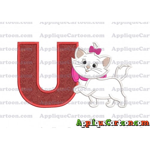 Marie Cat The Aristocats Applique 01 Embroidery Design With Alphabet U