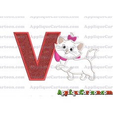 Marie Cat The Aristocats Applique 01 Embroidery Design With Alphabet V