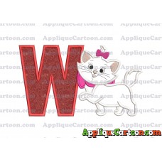 Marie Cat The Aristocats Applique 01 Embroidery Design With Alphabet W