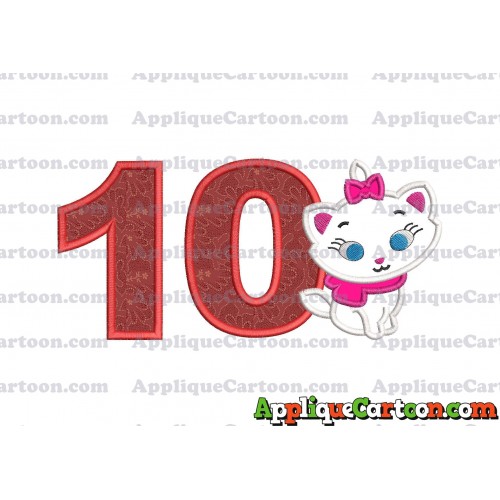 Marie Cat The Aristocats Applique 02 Embroidery Design Birthday Number 10