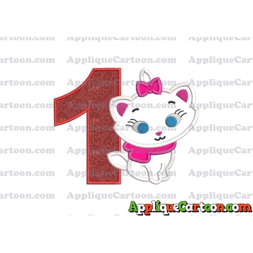 Marie Cat The Aristocats Applique 02 Embroidery Design Birthday Number 1