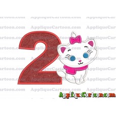 Marie Cat The Aristocats Applique 02 Embroidery Design Birthday Number 2