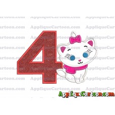 Marie Cat The Aristocats Applique 02 Embroidery Design Birthday Number 4