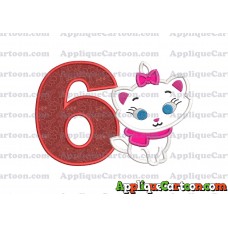 Marie Cat The Aristocats Applique 02 Embroidery Design Birthday Number 6