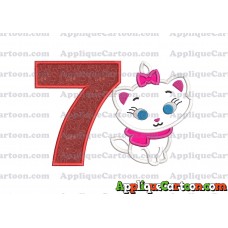 Marie Cat The Aristocats Applique 02 Embroidery Design Birthday Number 7