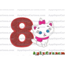 Marie Cat The Aristocats Applique 02 Embroidery Design Birthday Number 8
