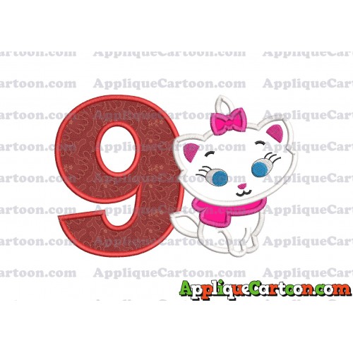 Marie Cat The Aristocats Applique 02 Embroidery Design Birthday Number 9