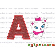 Marie Cat The Aristocats Applique 02 Embroidery Design With Alphabet A