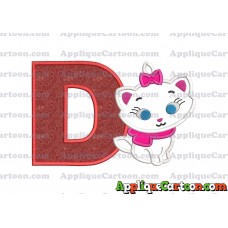 Marie Cat The Aristocats Applique 02 Embroidery Design With Alphabet D