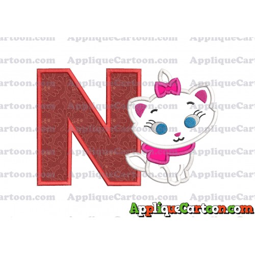 Marie Cat The Aristocats Applique 02 Embroidery Design With Alphabet N