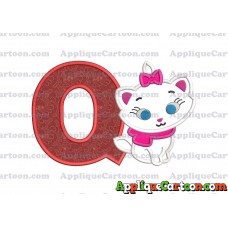 Marie Cat The Aristocats Applique 02 Embroidery Design With Alphabet Q