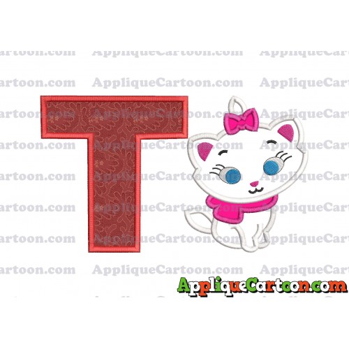 Marie Cat The Aristocats Applique 02 Embroidery Design With Alphabet T