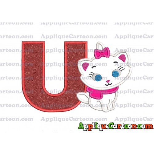 Marie Cat The Aristocats Applique 02 Embroidery Design With Alphabet U