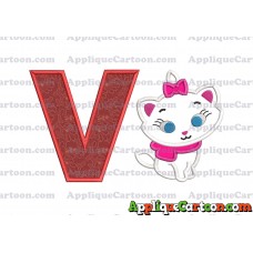 Marie Cat The Aristocats Applique 02 Embroidery Design With Alphabet V