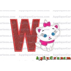 Marie Cat The Aristocats Applique 02 Embroidery Design With Alphabet W