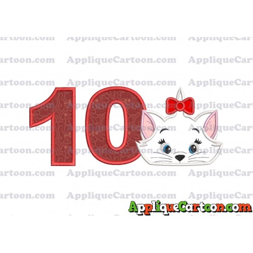 Marie Cat The Aristocats Applique 03 Embroidery Design Birthday Number 10