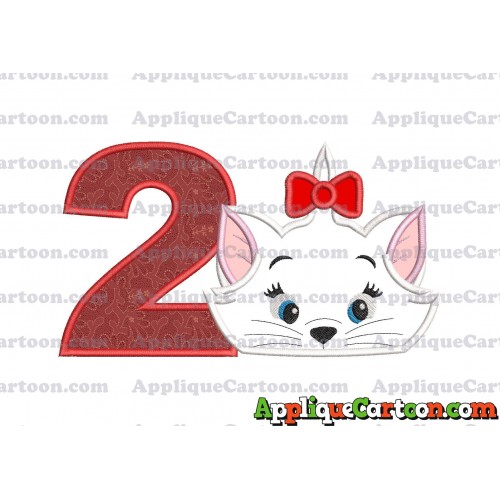 Marie Cat The Aristocats Applique 03 Embroidery Design Birthday Number 2