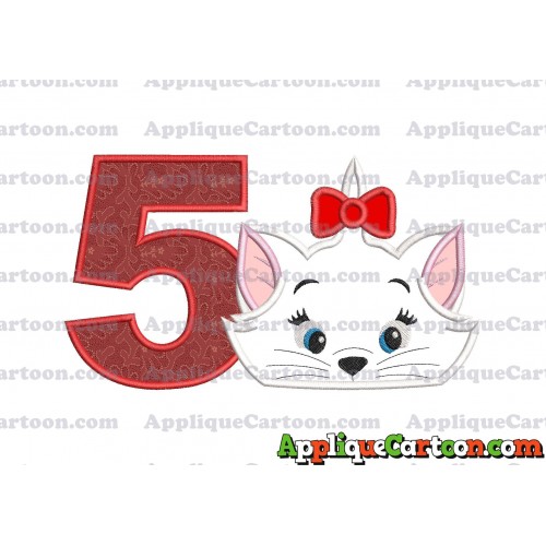 Marie Cat The Aristocats Applique 03 Embroidery Design Birthday Number 5