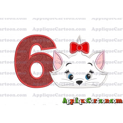 Marie Cat The Aristocats Applique 03 Embroidery Design Birthday Number 6