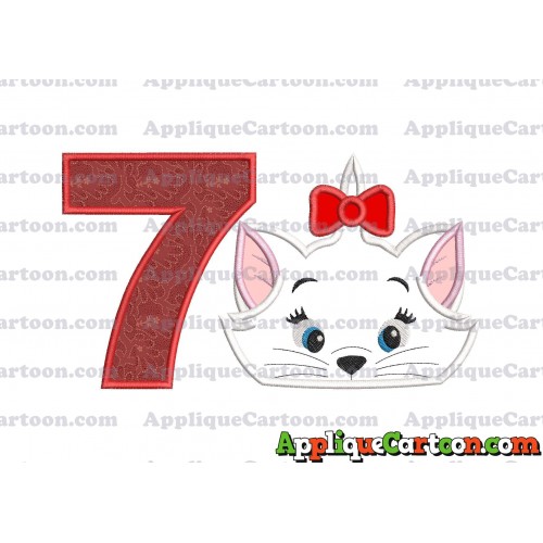 Marie Cat The Aristocats Applique 03 Embroidery Design Birthday Number 7